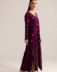 1 Piece Embroidered Raw Silk Kaftan Pret SS - 26