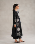 Discover 2 piece black lawn suit embroidered - monochrome Pakistani women wear white needlework