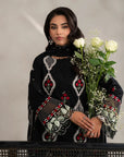 Discover 3 piece black lawn suit unstitched - monochrome Pakistani women fabric tribal patterns