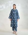 Elegant 2-piece printed khaddar suit for women by Beyond East, perfect for winter wear.