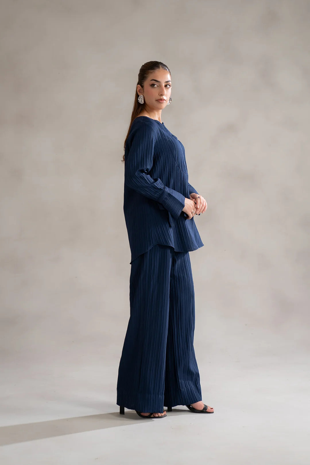Elegant Blue Textured Co Ord Set for Women – Two Piece Outfit Perfect for Everyday Looks