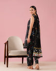 Elegant digital printed lawn dress with organza border, perfect for shopping at Packages Mall Lahore