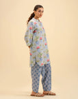 Elegant floral printed shirt with shalwar – stylish Pakistani dress for women.