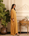 Elegant raw silk Pakistani kaftan dress festive wear 2025