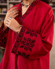 Embroidered red lawn kurta for ladies – perfect for Eid & festive outfits.