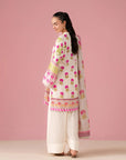 Exclusive Designer 2 Piece Lawn Outfit in Pink for Women of Model Town Quetta – Embroidered Organza Border with Printed Linen Shirt