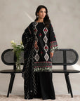 Explore black 3 piece embroidered lawn suit unstitched - monochrome outfits red accents
