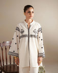 Find 2 piece white lawn suit black embroidered - monochrome Pakistani women dress best prices