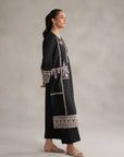 Find monochrome outfits Faisalabad - black 2 piece embroidered lawn dress pink threadwork modest