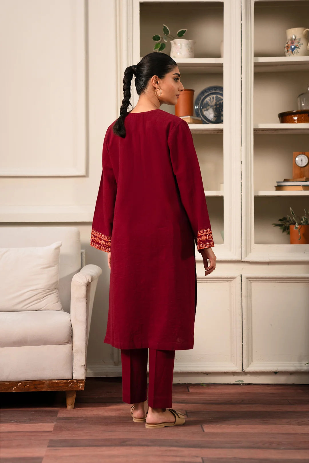 2 Piece Embroidered Khaddar Suit Pret Winter-24