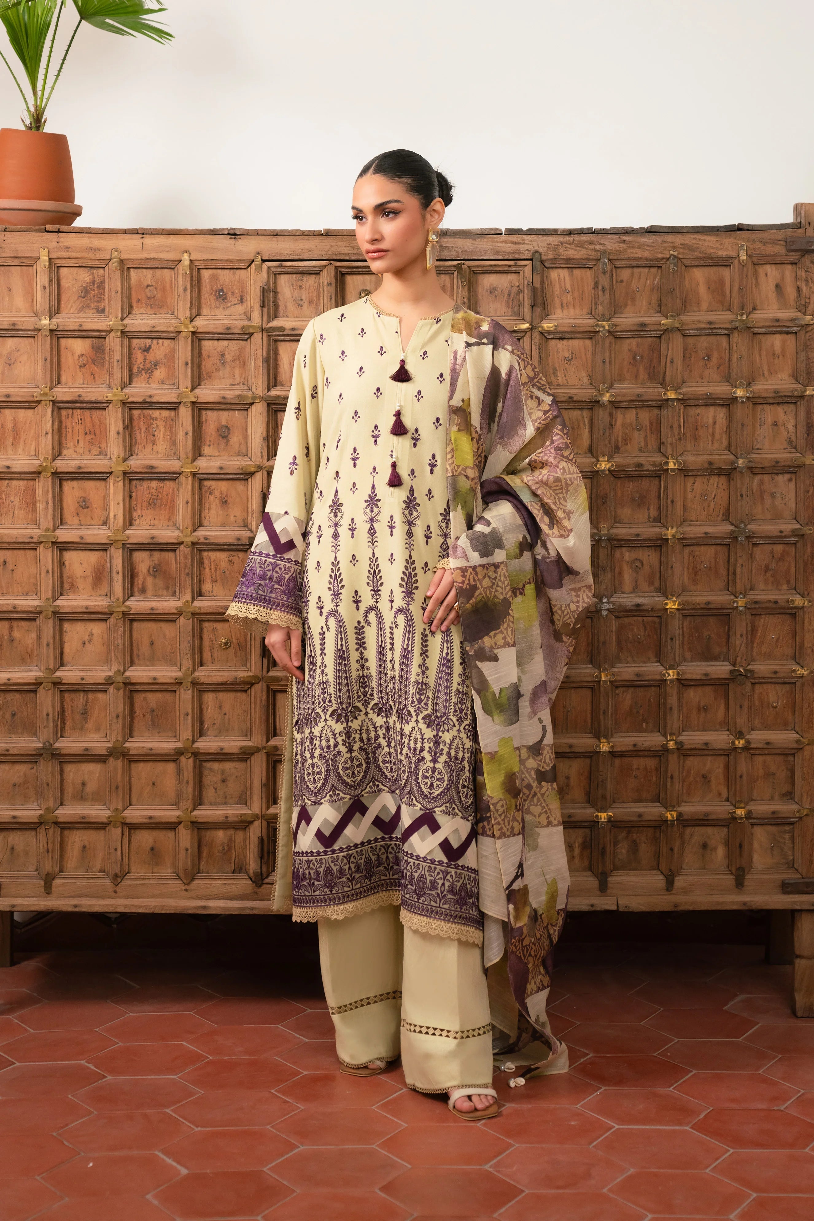 3 Piece Embroidered Karandi Suit Unstitched Winter-24