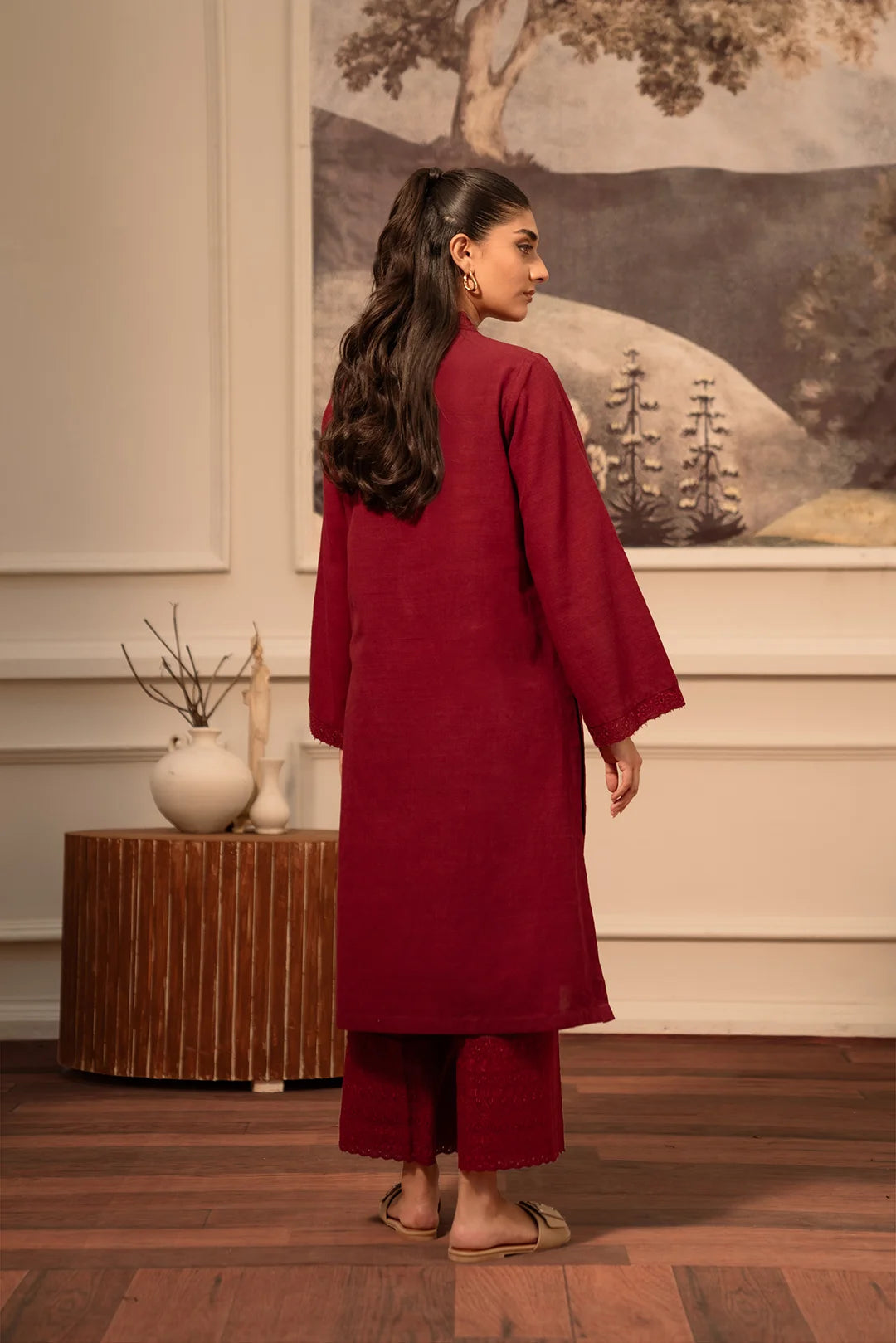 2 Piece Solid Khaddar Suit Pret Winter-24