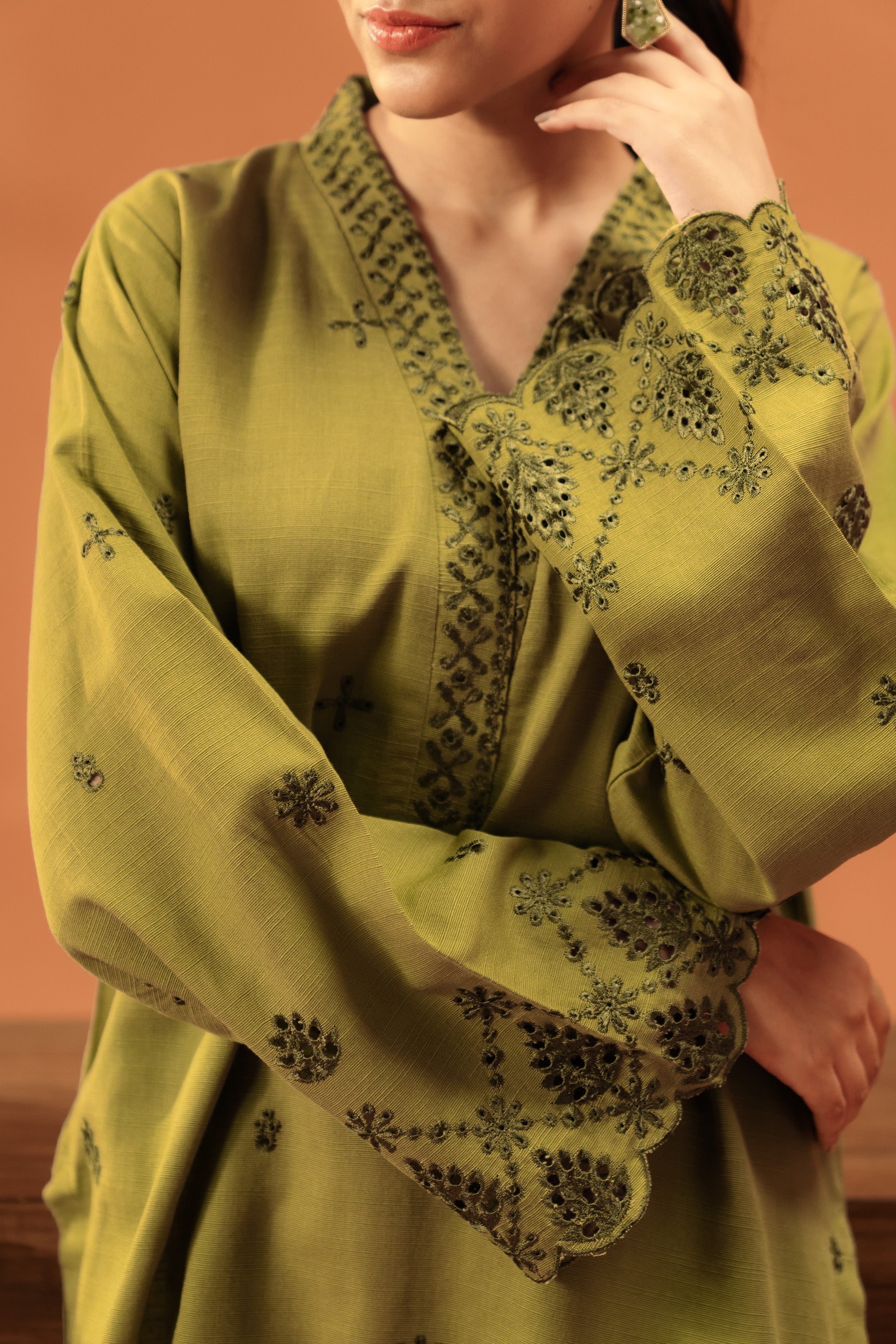 Get Comfortable 1-Piece Green Khaddar Shirt – Ideal for College and University