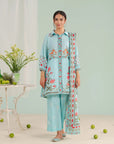 Karachi women unstitched suits – 3 piece digital printed lawn outfit with cambric trouser and voile dupatta, stylish online lawn suits Pakistan summer wear