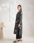 Ladies’ black and white Karandi shirt with contemporary design, shop this stunning piece online
