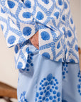 Ladies printed lawn co ord set – breathable 2 piece suit for summer, featuring bold blue prints and trendy relaxed fit for everyday wear