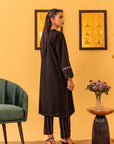 Latest 2-Piece Black Embroidered Khaddar Suit for Stylish Comfort