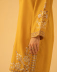Latest embroidered shirt design for summer – mustard yellow kurti for women