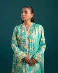 Lawn suit design with dupatta – a contemporary take on traditional fashion, featuring an intricate floral print with a contrast geometric patterned dupatta.