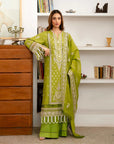 3 Piece Embroidered Linen Suit Unstitched Winter-24