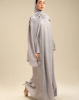 Light grey abaya for women – embellished sleeve abaya design Beyond East Pakistan