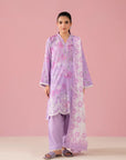 Lilac 3-piece embroidered lawn suit with digital printed shirt and chiffon dupatta, perfect for women in Jhelum's Citi Housing Society
