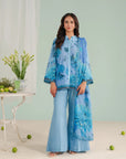 Luxury 2 Piece Printed Lawn Suit with vibrant digital print shirt and voile dupatta – perfect summer wear for women in DHA Karachi