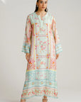 1 Piece Printed Raw Silk Kaftan