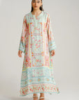 1 Piece Printed Raw Silk Kaftan