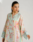 1 Piece Printed Raw Silk Kaftan