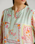 1 Piece Printed Raw Silk Kaftan