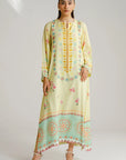 1 Piece Printed Raw Silk Kaftan