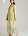 1 Piece Printed Raw Silk Kaftan