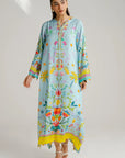 1 Piece Printed Raw Silk Kaftan
