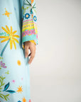 1 Piece Printed Raw Silk Kaftan