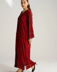 Maroon kaftan shirt side view women Beyond East Pakistan