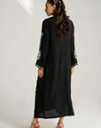 1 Piece Embroidered Raw Silk Kaftan