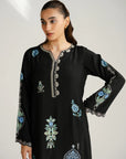 1 Piece Embroidered Raw Silk Kaftan