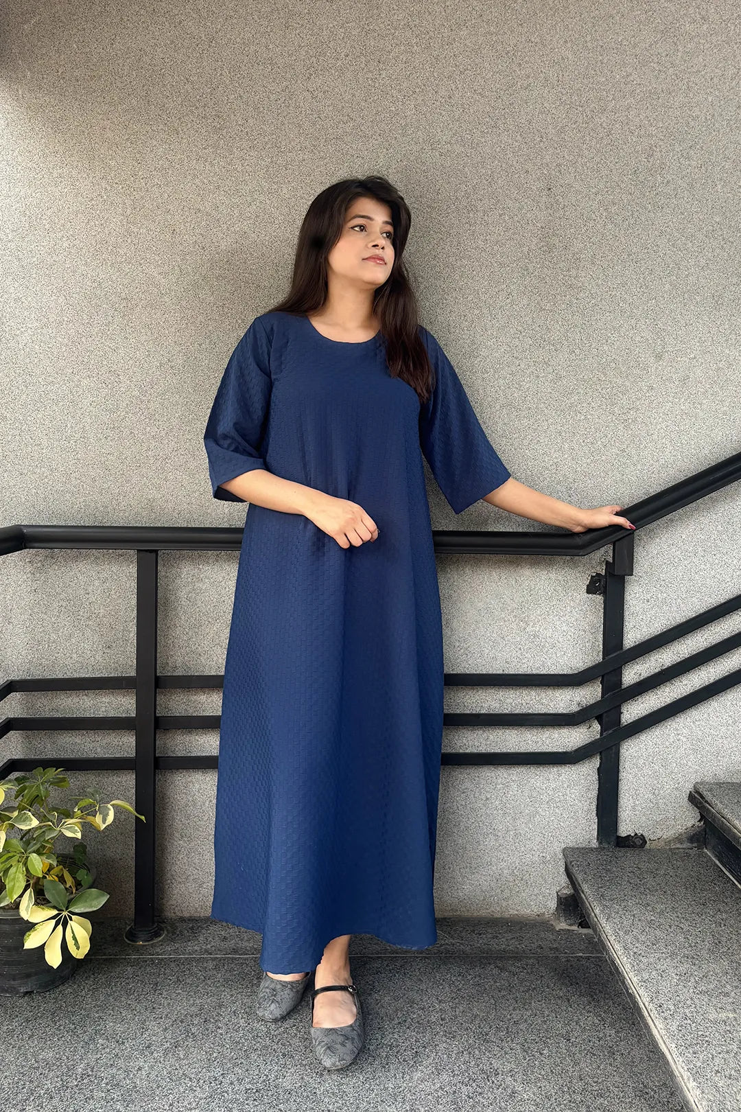 slim fit dress slacks 100% Linen Loose Fit Kimono Maxi Dress Maddie, Powder Blue / S main image 0