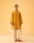 Mustard embroidered shirt design for women – stylish casual wear kurti 2025
