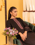 New 2-Piece Black Embroidered Khaddar Suit – Perfect for Winter Wear