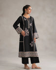 Order monochrome clothing Islamabad - black pink embroidered dress 2 piece lawn suit elegant