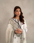 Order monochrome clothing ladies - 3 piece white lawn suit unstitched embroidered black patterns