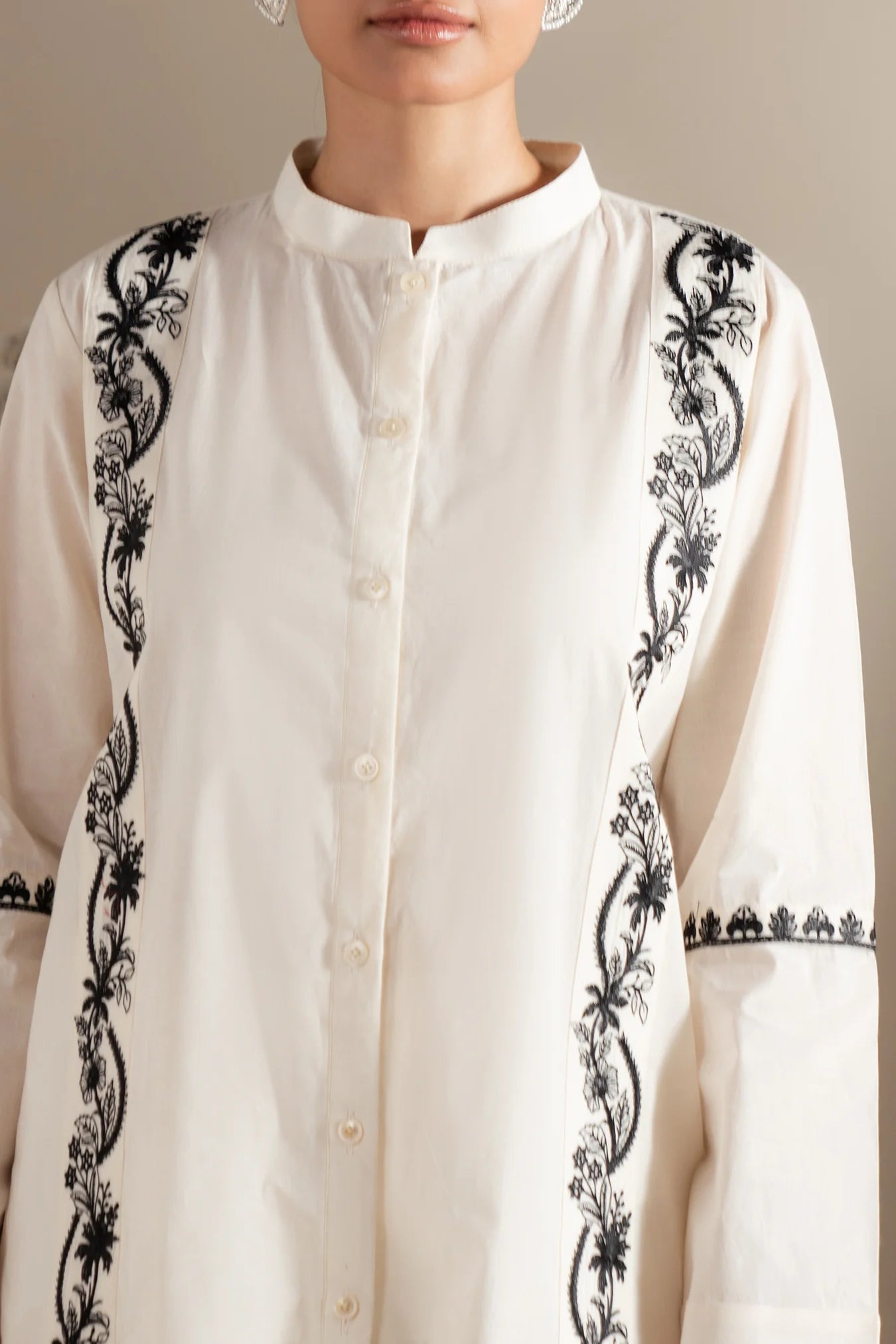 Order white embroidered lawn kameez shalwar set - 2 piece monochrome Pakistani suit online store