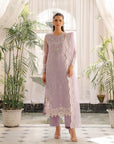Organza suit lilac - 3 piece embroidered suit with sheer dupatta and matching trousers