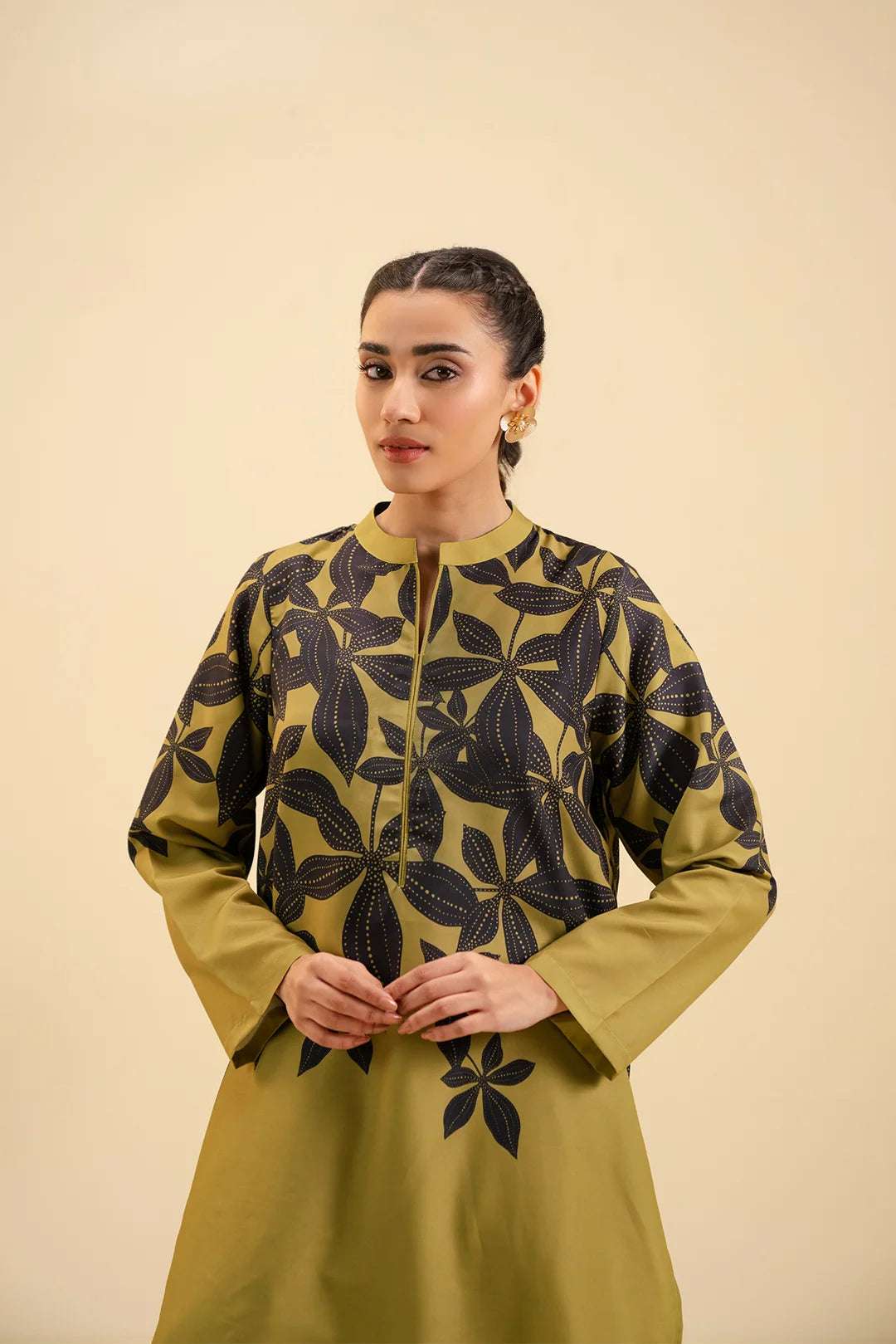 Pakistani Lawn Suit Design – Lime Green Printed Shirt for Ladies