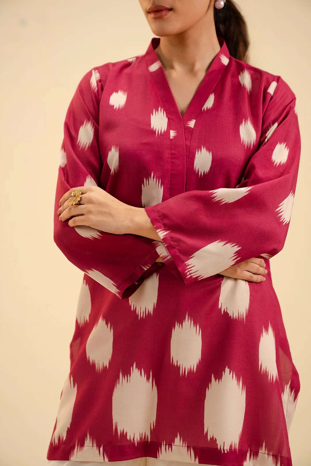 Pakistani cambric shirts for women – traditional ikkat prints available.