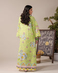 Pakistani lawn maxi dress in green with colorful floral print – casual summer outfit