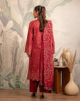 Pakistani summer lawn suit for women, featuring an elegant maroon shirt with a beautifully patterned Monark dupatta for a graceful look.