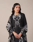 Premium embroidered lawn suit 2025 – black outfit loved in Hyderabad, Berlin, and Cape Town